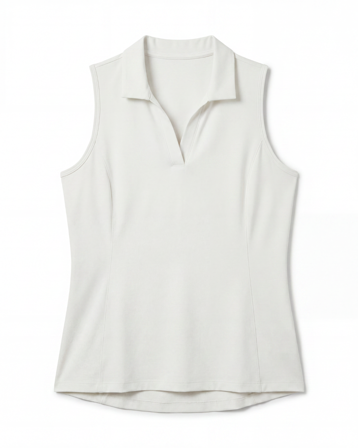 Sleeveless Polo - White