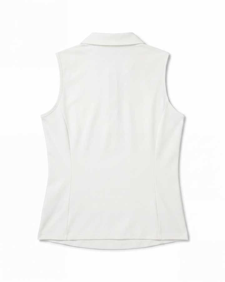 Sleeveless Polo - White