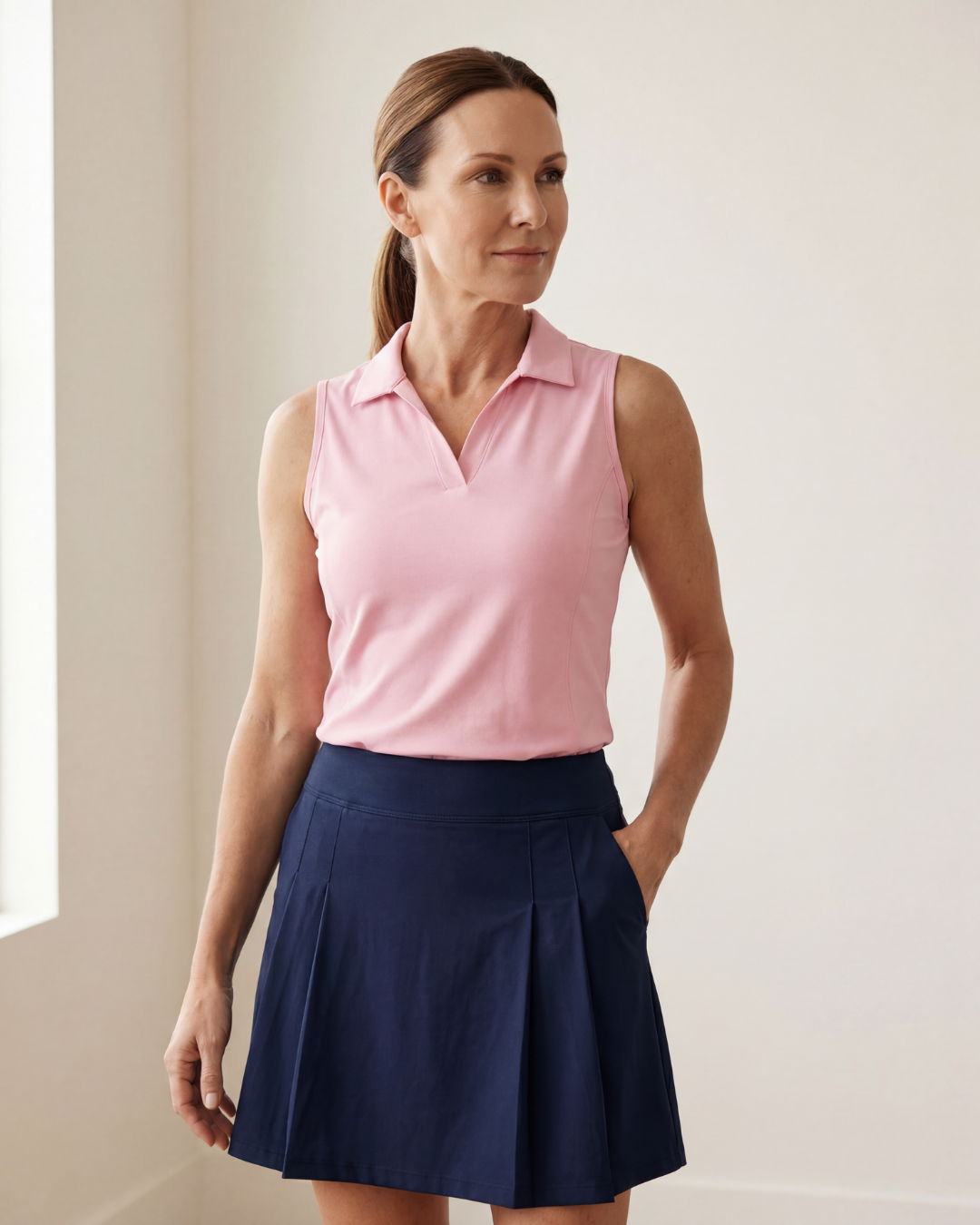 Sleeveless Polo - Light Pink