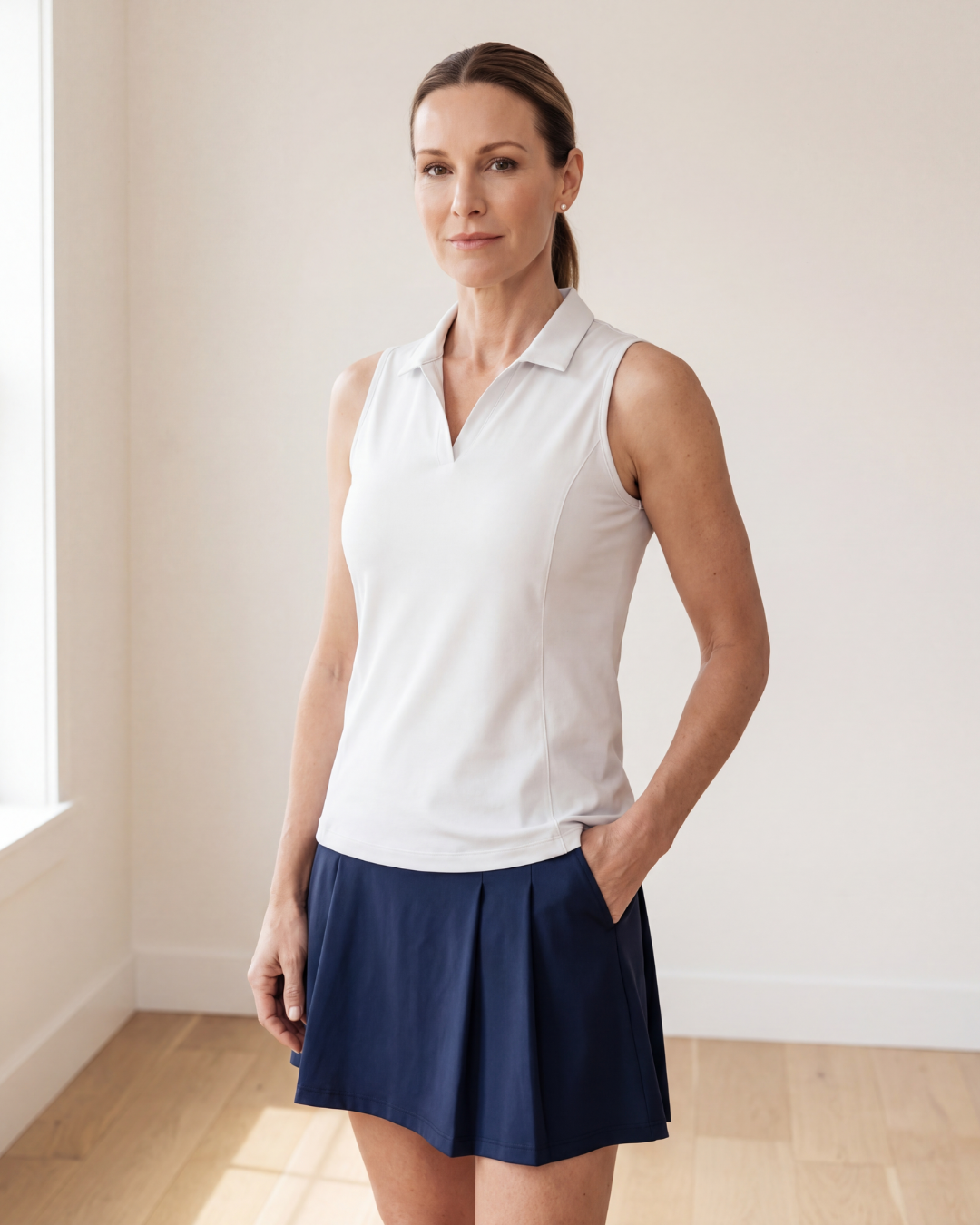 Sleeveless Polo - White
