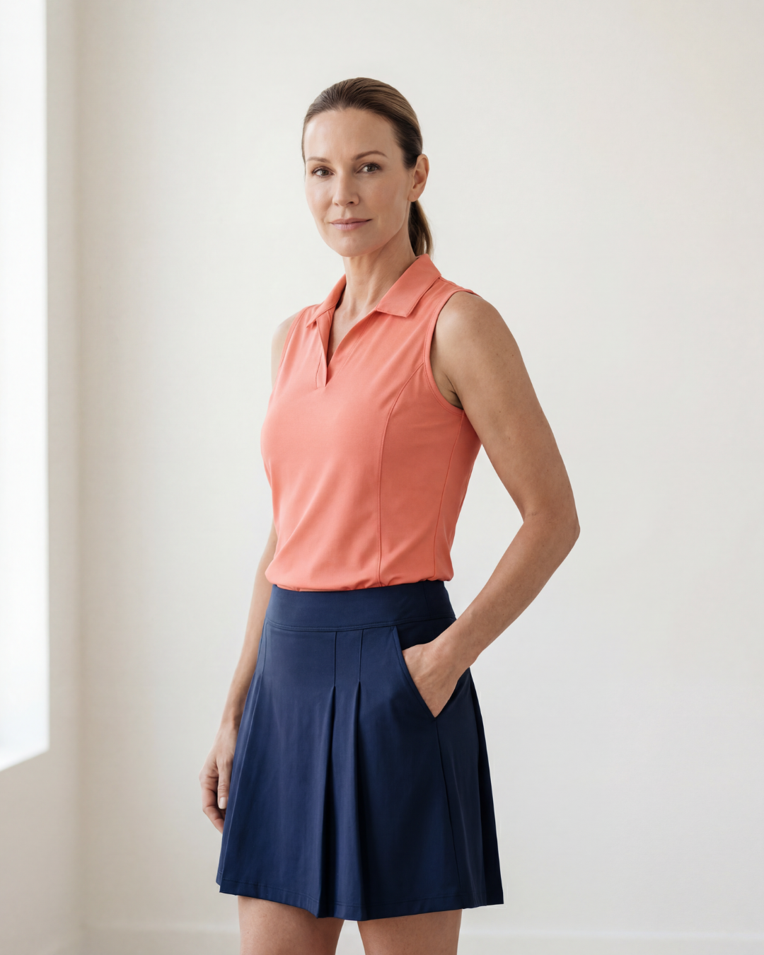 Sleeveless Polo - Coral